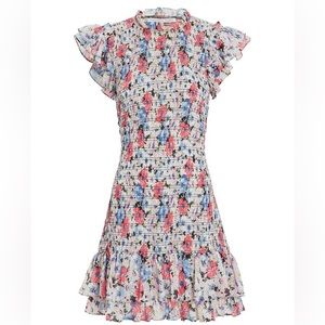 Veronica Beard Cici Ruched Floral Mini Dress